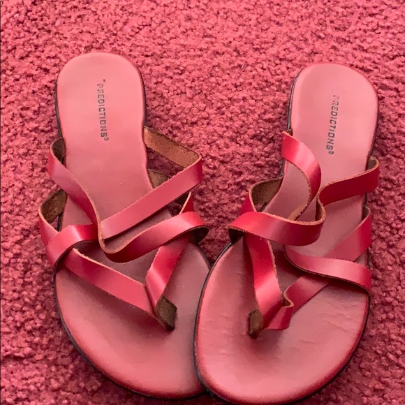 Shoes - genuine Red leather sandals - size 7